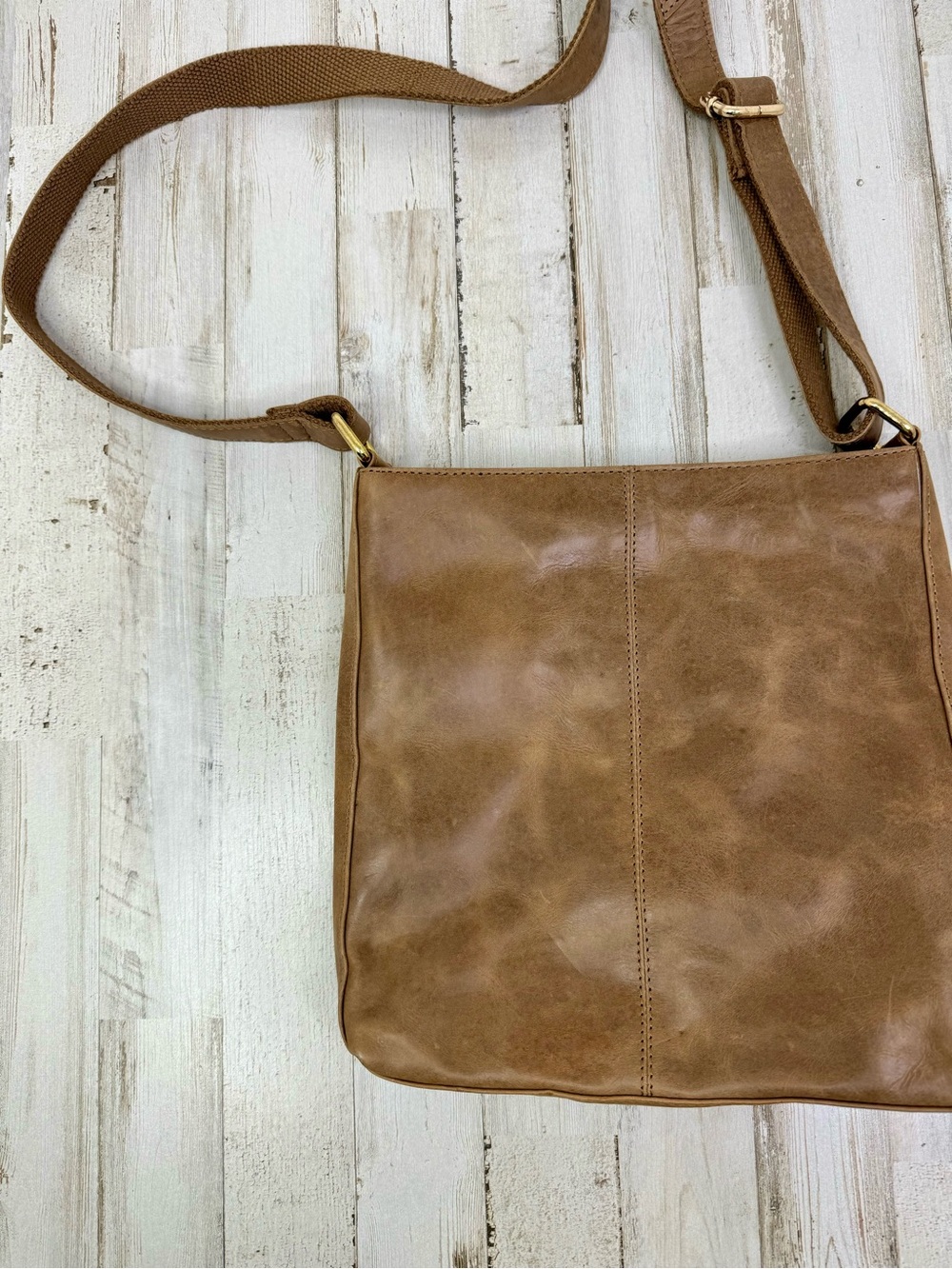 Estalon Brown Genuine Leather Crossbody Messenger Bag Zip Top Adjustable Strap - Picture 6 of 10